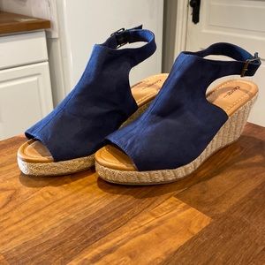 Blue Wedge Peep Toe Heels George Brand Size 10